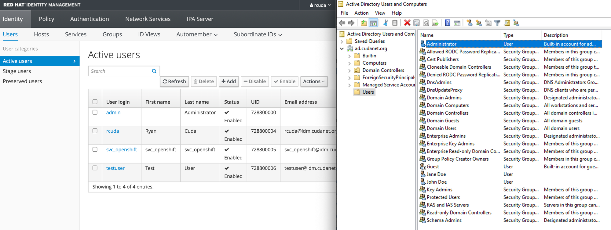 Cross Domain Trust between IDM and AD